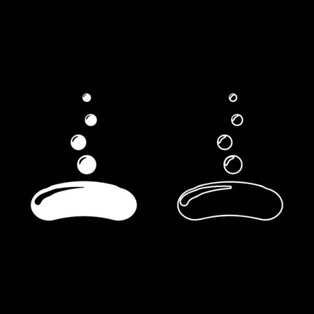 Soap with bubbles view bar icon outline set white color vector illustration flat style simple imageのイラスト素材