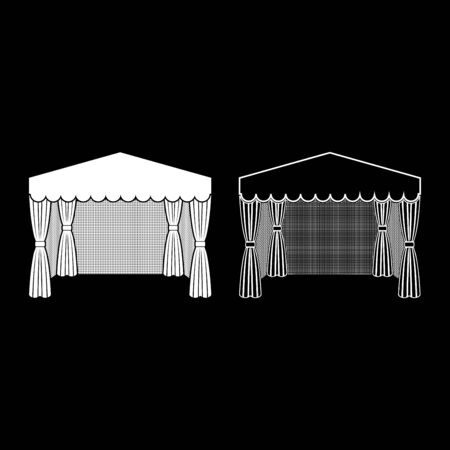 Pavilion for shopping Business tent Marquee for advertising icon outline set white color vector illustration flat style simple imageのイラスト素材