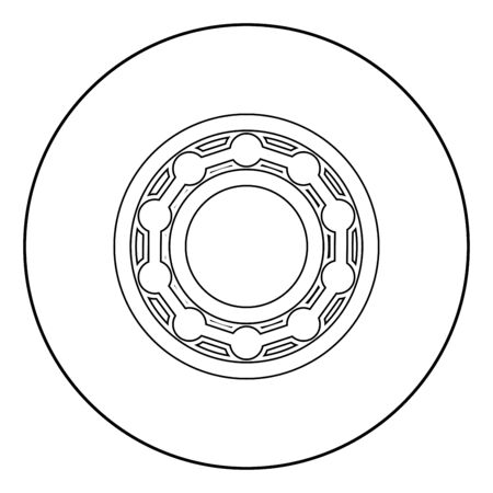 Bearing with ball in side view icon in circle round outline black color vector illustration flat style simple imageのイラスト素材