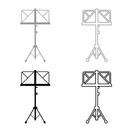 Music stand Easel tripod icon outline set black grey color vector illustration flat style simple imageのイラスト素材