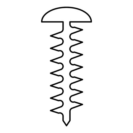 Round head screw Self-tapping Hardware Construction element icon outline black color vector illustration flat style simple imageのイラスト素材