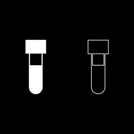 Test tube with blood Medical vial icon outline set white color vector illustration flat style simple imageのイラスト素材