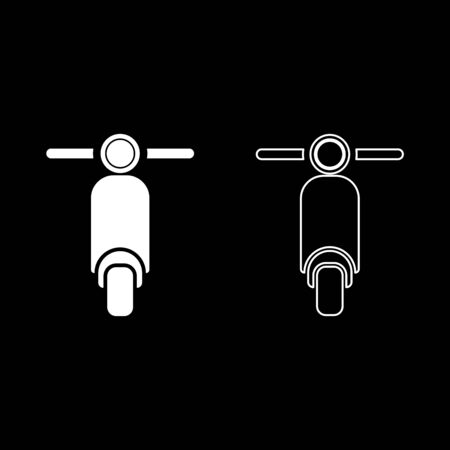 Scooter Motorcycle Motobike Delivery concept Moped Shipping icon outline set white color vector illustration flat style simple imageのイラスト素材