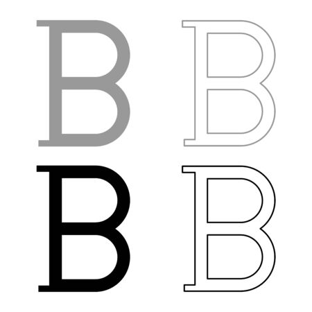 Beta greek symbol capital letter uppercase font icon outline set black grey color vector illustration flat style simple imageのイラスト素材