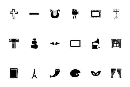 Vintage art objects black color set solid style vector illustrationのイラスト素材