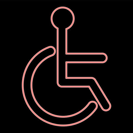 Neon sign of the disabled it is the red color vector illustration flat style light imageのイラスト素材
