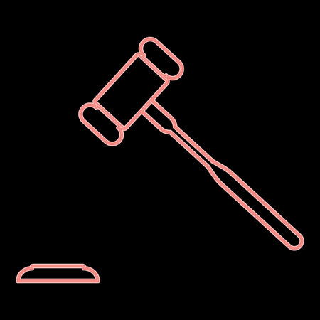 Neon the judicial hammer it is the red color vector illustration flat style light imageのイラスト素材