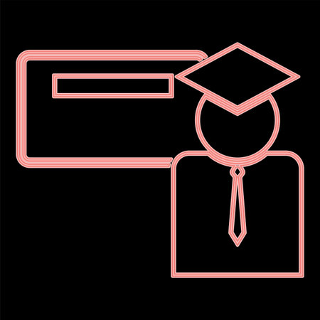 Neon scientist at the board it is the red color vector illustration flat style light imageのイラスト素材