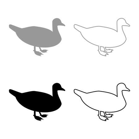 Duck Male mallard Bird Waterbird Waterfowl Poultry Fowl Canard silhouette grey black color vector illustration solid outline style simple imageのイラスト素材