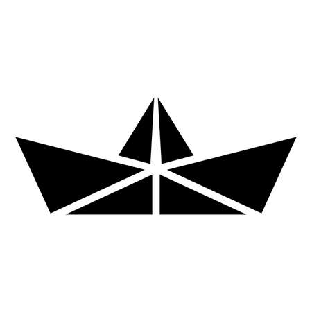 Paper ship Boat origami icon black color vector illustration flat style simple imageのイラスト素材