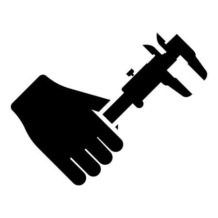 Calliper in hand Caliper in arm Measuring device measure use icon black color vector illustration flat style simple imageのイラスト素材