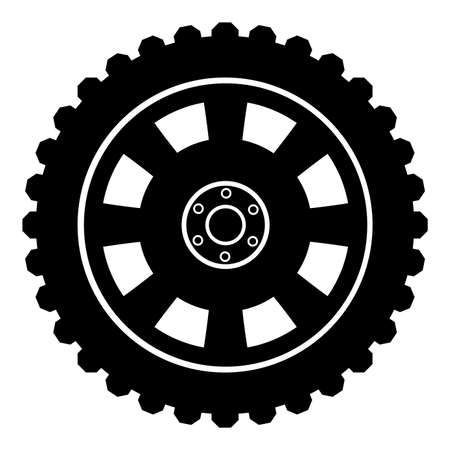 Car wheel Tire icon black color vector illustration flat style simple imageのイラスト素材