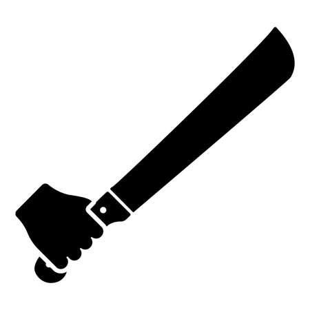 Machete in hand in use Arm Big knife icon black color vector illustration flat style simple imageのイラスト素材
