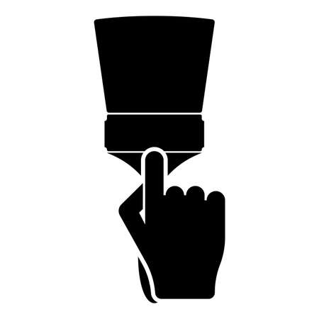 Paint brush in hand use tool arm icon black color vector illustration flat style simple imageのイラスト素材