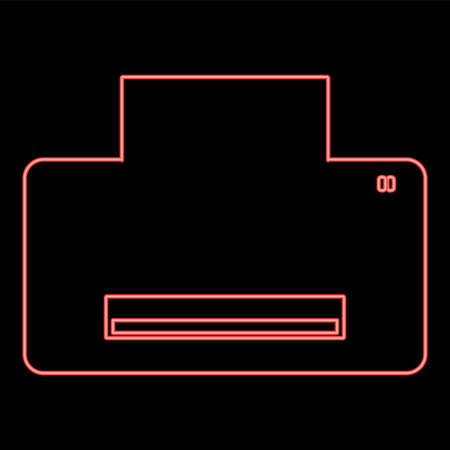 Neon printer red color vector illustration flat style light imageのイラスト素材