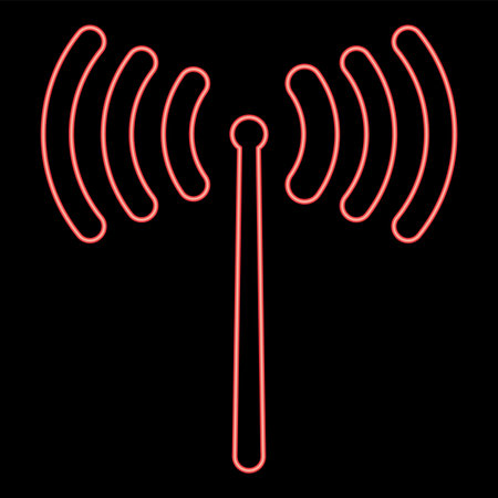 Neon radio signal red color vector illustration flat style light imageのイラスト素材