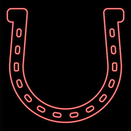 Neon horseshoe red color vector illustration flat style light imageのイラスト素材