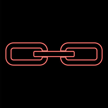 Neon chain link red color vector illustration flat style light imageのイラスト素材