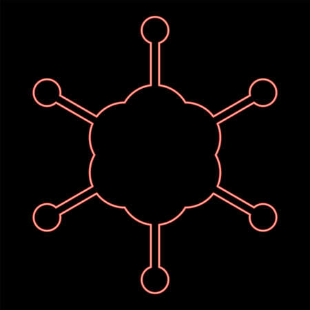 Neon business network red color vector illustration flat style light imageのイラスト素材