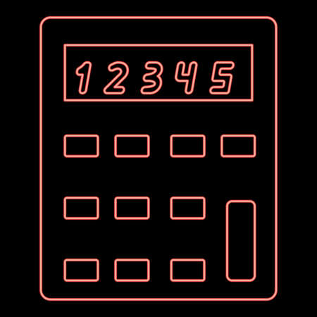 Neon calculator red color vector illustration flat style light imageのイラスト素材
