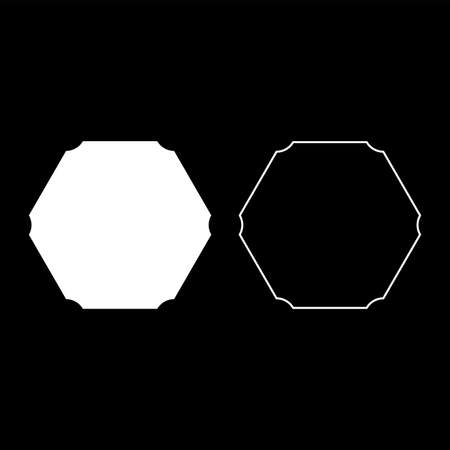 Hexagon banner hexagonal six rounded corner Blank mockup icon white color vector illustration flat style simple image setのイラスト素材
