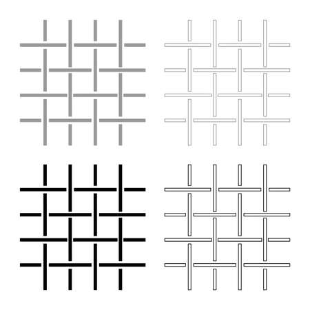 Fabric fibers Grid Cloth textile set icon grey black color vector illustration flat style simple imageのイラスト素材