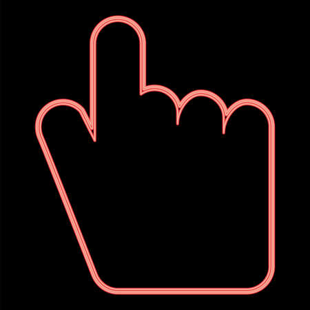 Neon point hand red color vector illustration flat style light imageのイラスト素材