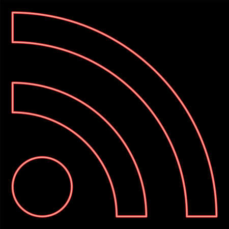 Neon news line sign red color vector illustration flat style light image