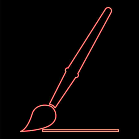 Neon art paint brush red color vector illustration flat style light imageのイラスト素材