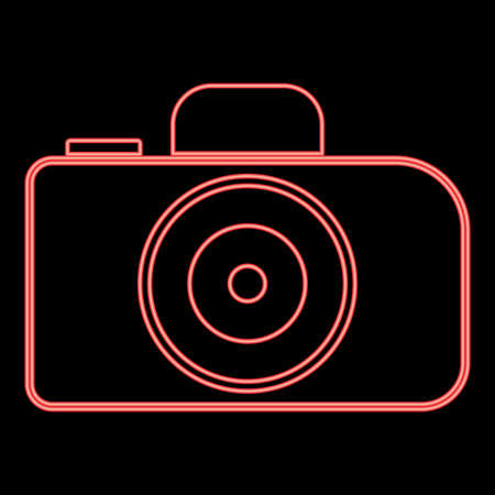 Neon camera red color vector illustration flat style light imageのイラスト素材