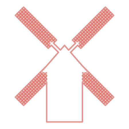Neon mill red color vector illustration flat style light imageのイラスト素材