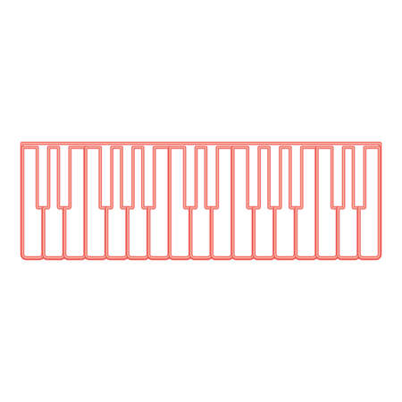 Neon piano keys red color vector illustration flat style light imageのイラスト素材
