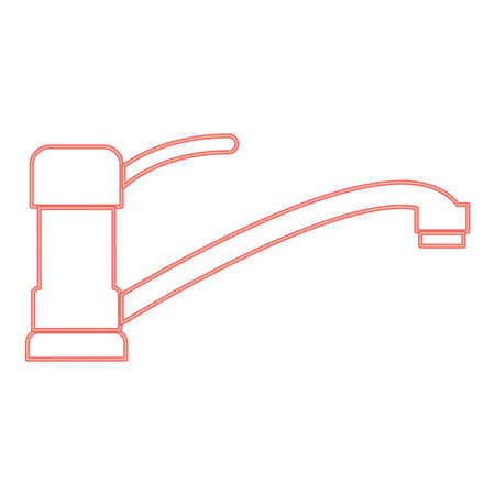 Neon tap or faucet sign red color vector illustration flat style light imageのイラスト素材