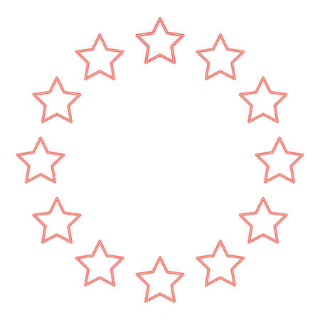 Neon stars in circle red color vector illustration flat style light imageのイラスト素材