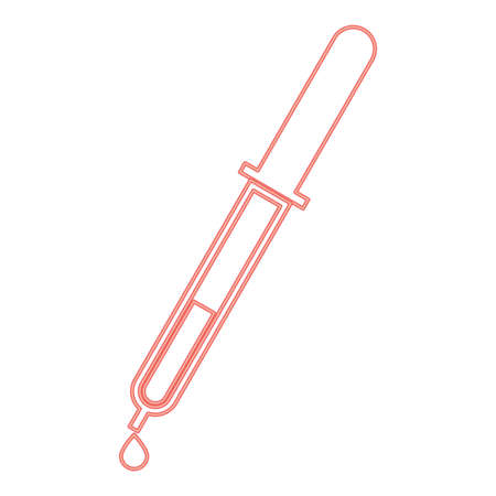Neon pipette with drop red color vector illustration flat style light imageのイラスト素材
