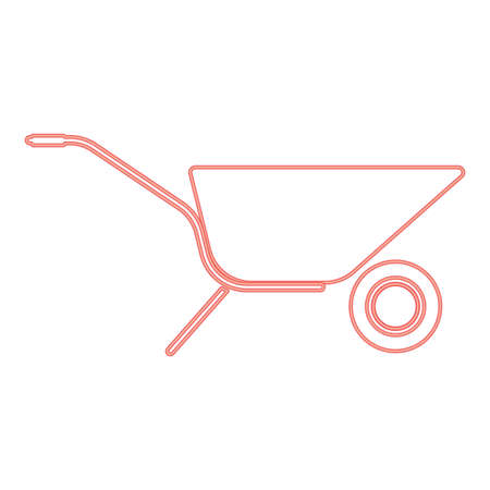 Neon wheelbarrow cart red color vector illustration flat style light imageのイラスト素材