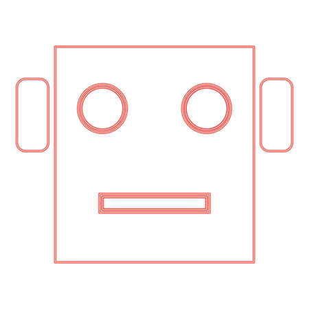 Neon robot head red color vector illustration flat style light imageのイラスト素材