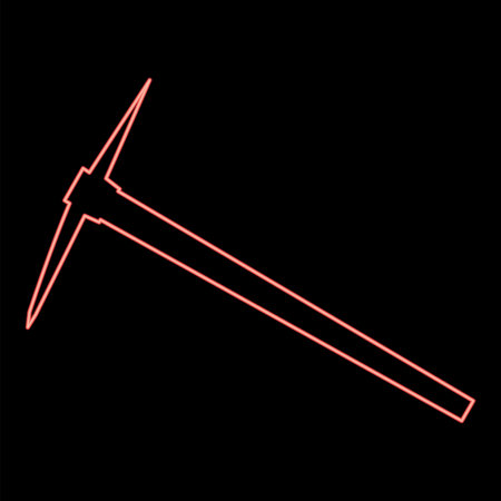 Neon pickaxe red color vector illustration flat style light imageのイラスト素材