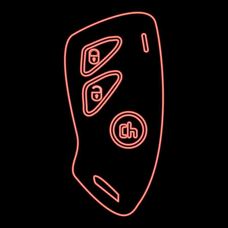 Neon car key and of the alarm system red color vector illustration flat style light imageのイラスト素材