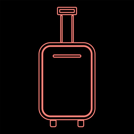 Neon luggage bag red color vector illustration flat style light imageのイラスト素材