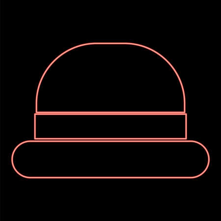 Neon vintage top hat red color vector illustration flat style light imageのイラスト素材