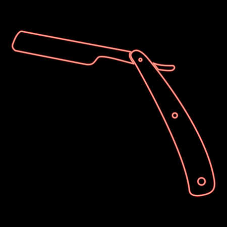 Neon straight razor red color vector illustration flat style light imageのイラスト素材