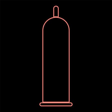 Neon latex condom icon black color in circle outline vector illustration red color vector illustration flat style light imageのイラスト素材