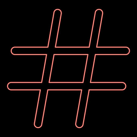 Neon hashtag icon black color in circle outline vector illustration red color vector illustration flat style light imageのイラスト素材