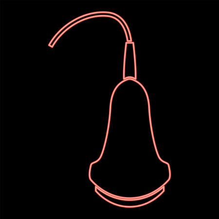 Neon ultrasound icon black color in circle outline vector illustration red color vector illustration flat style light imageのイラスト素材
