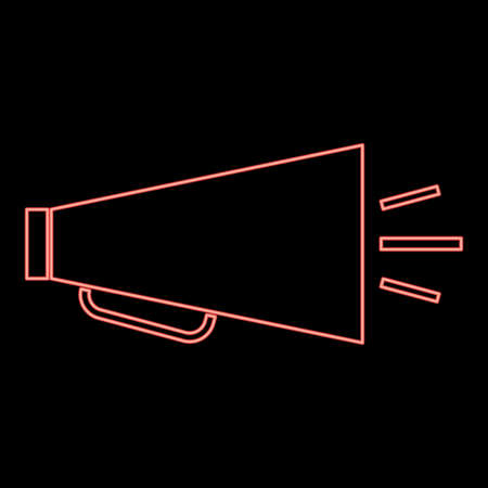 Neon retro loudspeaker red color vector illustration flat style light imageのイラスト素材