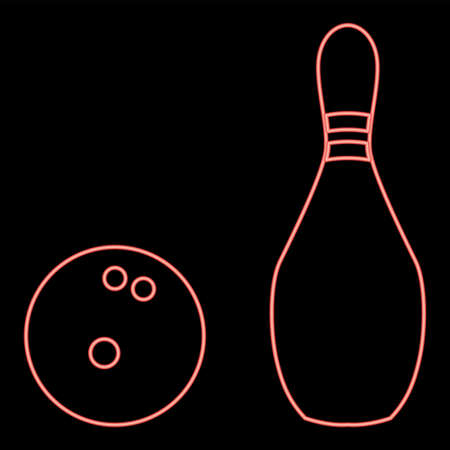 Neon pin and bowling ball red color vector illustration flat style light imageのイラスト素材