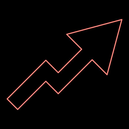 Neon chart of growth red color vector illustration flat style light imageのイラスト素材