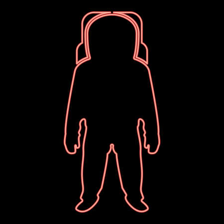 Neon spaceman red color vector illustration flat style light imageのイラスト素材