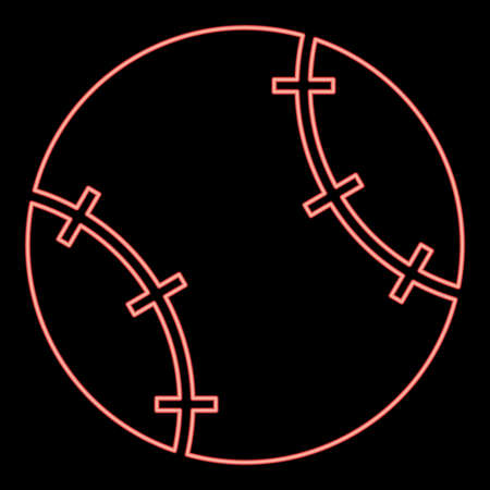 Neon baseball ball red color vector illustration flat style light imageのイラスト素材